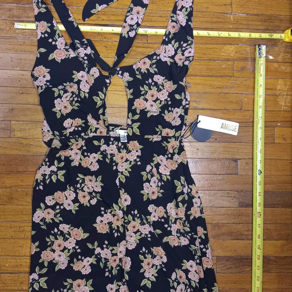 Amuse Society Black Floral Cutout Romper.